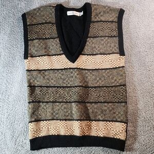 Cambridge Spirit Women’s V-Neck Sweater Vest Size Large Wool Blend Striped